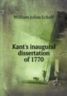 Kant's Inaugural Dissertation of 1770 - Book