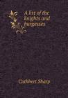 A List of the Knights and Burgesses - Book