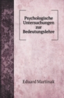 Psychologische Untersuchungen zur Bedeutungslehre - Book