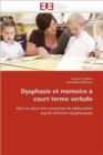 Dysphasie Et M moire   Court Terme Verbale - Book