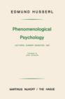 Phenomenological Psychology : Lectures, Summer Semester, 1925 - Book