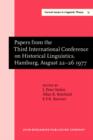 Papers from the Third International Conference on Historical Linguistics, Hamburg, August 22-26 1977 - eBook