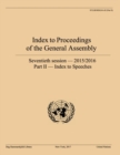 Index to proceedings of the General Assembly : seventieth session - 2015/2016, Part II: Index to speeches - Book