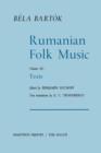 Rumanian Folk Music : Texts - Book