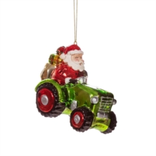 Sass & Belle Santa in a Tractor Glass Christmas Tree Decoration - One Size