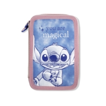 Disney 2 Zip Pencil Case With Stationary Stitch Set ST00024