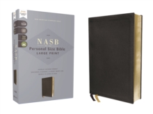 NASB, Personal Size Bible, Large Print, Genuine Leather, Calfskin, Black, Red Letter, 1995 Text, Comfort Print