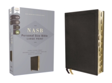 NASB, Personal Size Bible, Large Print, Genuine Leather, Calfskin, Black, Red Letter, 1995 Text, Thumb Indexed, Comfort Print