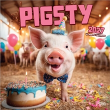 Pigsty 2027 12 X 24 Inch (Hanging) Monthly Square Wall Calendar Plastic-Free Animal Crankers