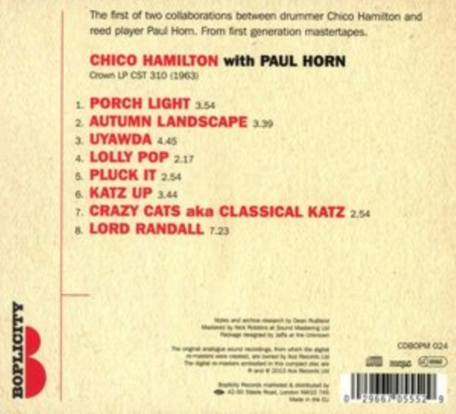 Chico Hamilton with Paul Horn, CD / Album Cd