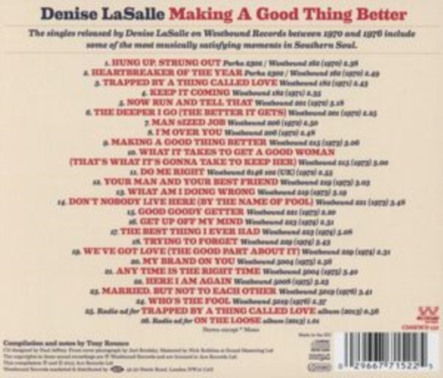 Making a good thing better: The complete Westbound singles 1970-76, CD / Album Cd