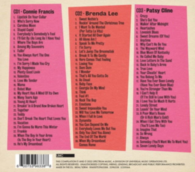 Dreamboats & Petticoats Presents...: Connie Francis, Brenda Lee & Patsy Cline, CD / Box Set Cd