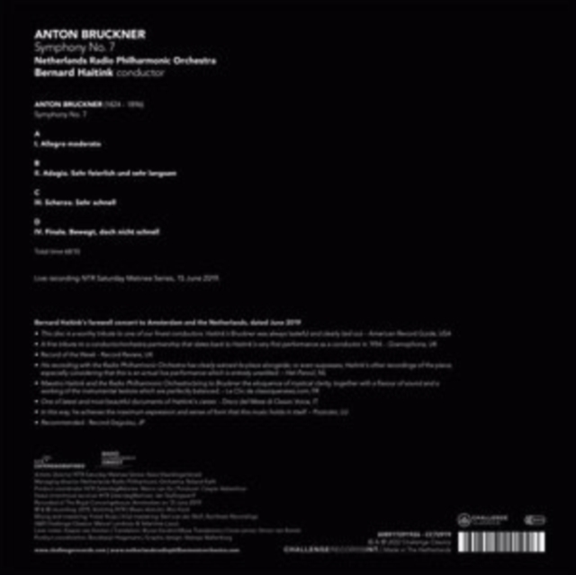 Anton Bruckner: Symphony No. 7, Vinyl / 12" Album Vinyl