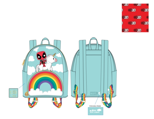 Pop! by Loungefly Deadpool 30th Anniversary Unicorn Rainbow Backpack, General merchandize Book
