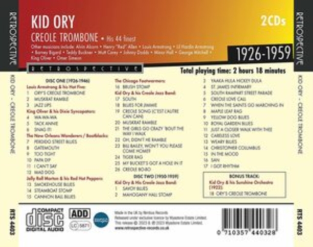 Kid Ory: Creole Trombone: His 44 Finest 1926-1959, CD / Album Cd