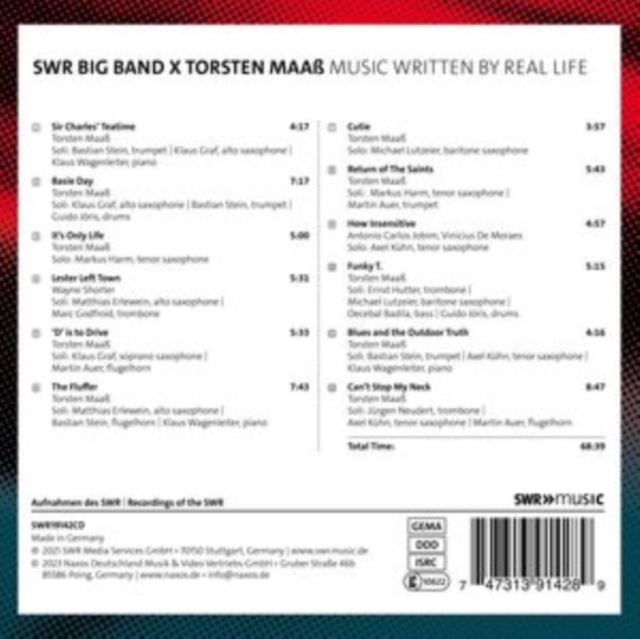 SWR Big Band X Torsten Maaß: Music Written By Real Life, CD / Album Cd