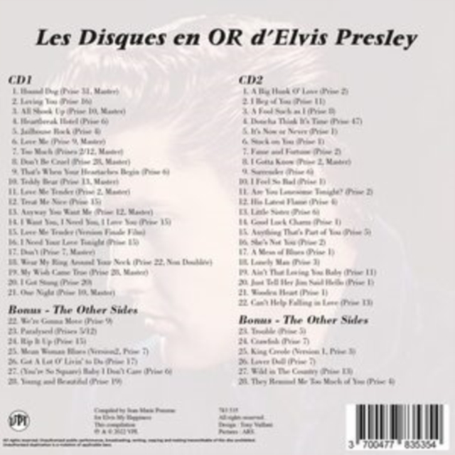 Disques En Or D'Elvis, CD / Album Cd