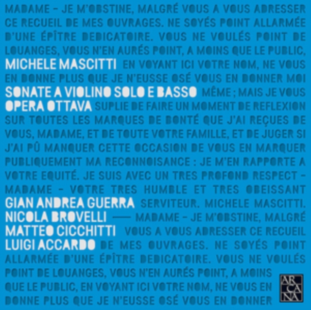 Michele Mascitti: Sonate a Violino Solo E Basso Opera Ottava, CD / Album Cd