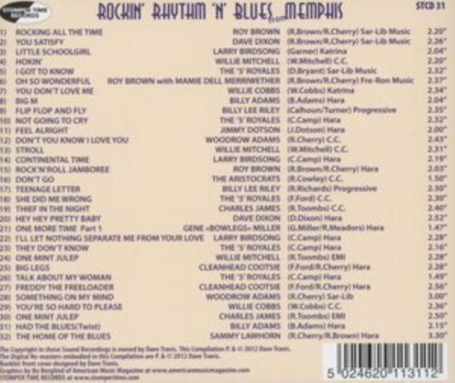 Rockin' Rhythm 'N' Blues from Memphis, CD / Album Cd