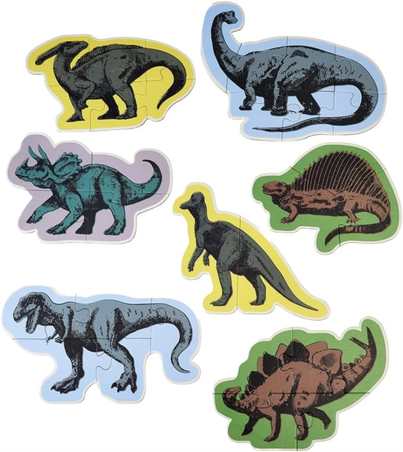 Set of 7 dinosaur puzzles - Prehistoric Land, Paperback Book
