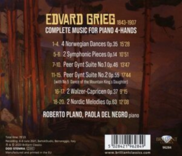 Grieg: Complete Music for Piano 4-hands/Peer Gynt Suites, CD / Album (Jewel Case) Cd