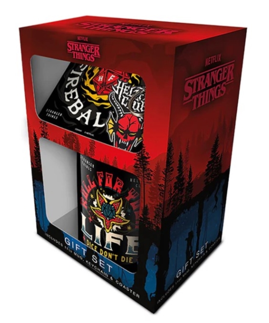 Stranger Things 4 (Hellfire) Mug Coaster Keychain Gift Set, Paperback Book