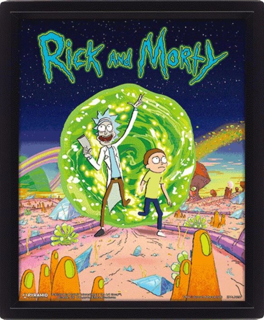 Rick And Morty (Portal) 10 x 8" 3D Lenticular Poster (Framed), Paperback Book