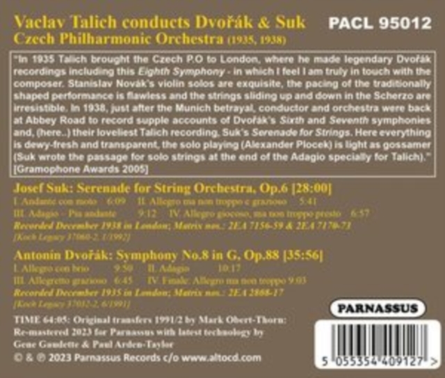 Vaclav Talich Conducts Dvorák Symphony 8/..., CD / Album Cd