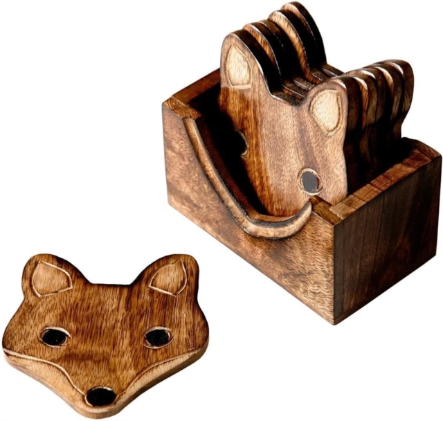 Sass & Belle Wooden Brown Fox Coasters - Set Of 6, Paperback Book