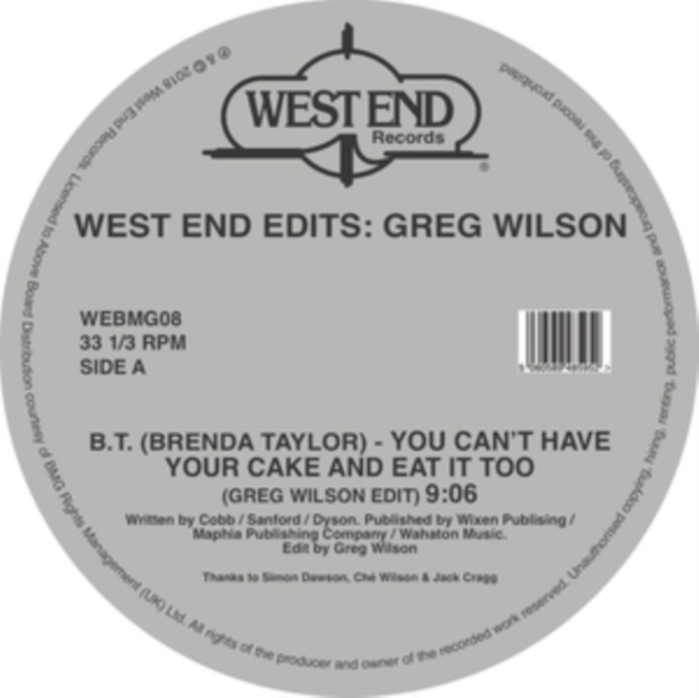 West End Edits: Greg Wilson, Vinyl / 12" Album Vinyl