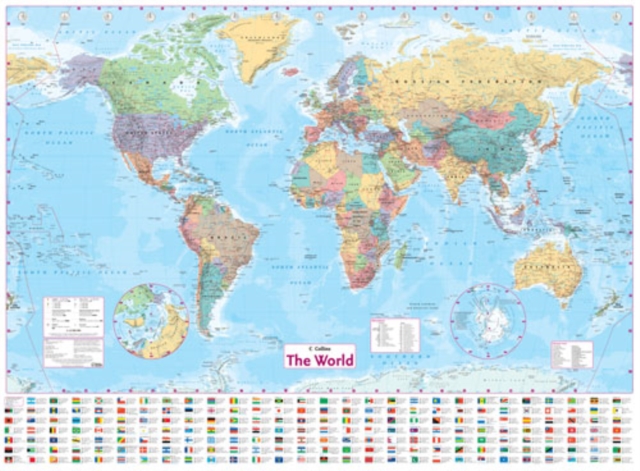 The World Wall Laminated Map : Political, Atlantic Centred, Sheet map, rolled Book