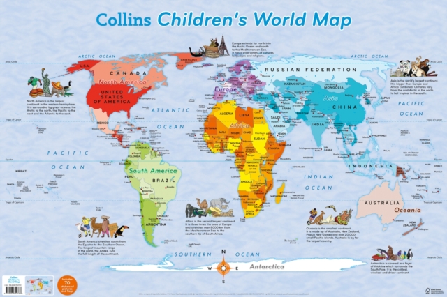 Collins Children's World Map, Sheet map, rolled Book