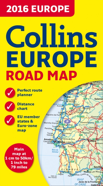 2016 Collins Map of Europe, Sheet map, folded Book