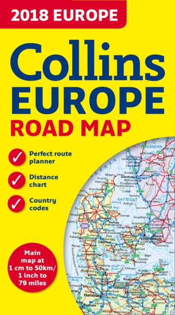 2018 Collins Map of Europe, Sheet map, folded Book