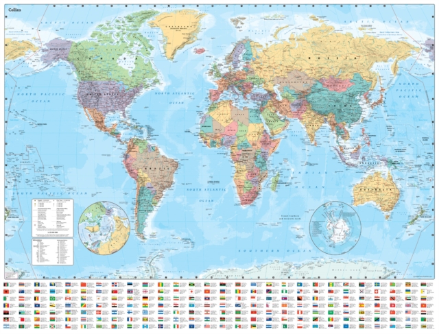 Collins World Wall Laminated Map, Sheet map, flat Book