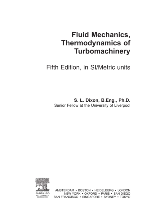 Fluid Mechanics and Thermodynamics of Turbomachinery, PDF eBook
