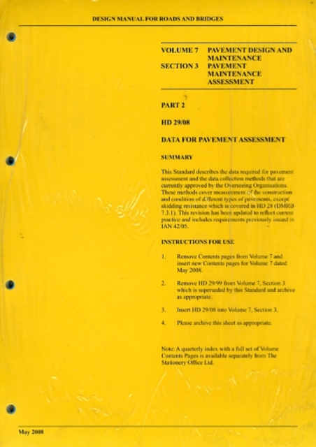 Design Manual for Roads and Bridges : Pavement Design and Maintenance v. 7, Loose-leaf Book