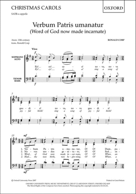 Verbum Patris umanatur (Word of God now made incarnate), Sheet music Book
