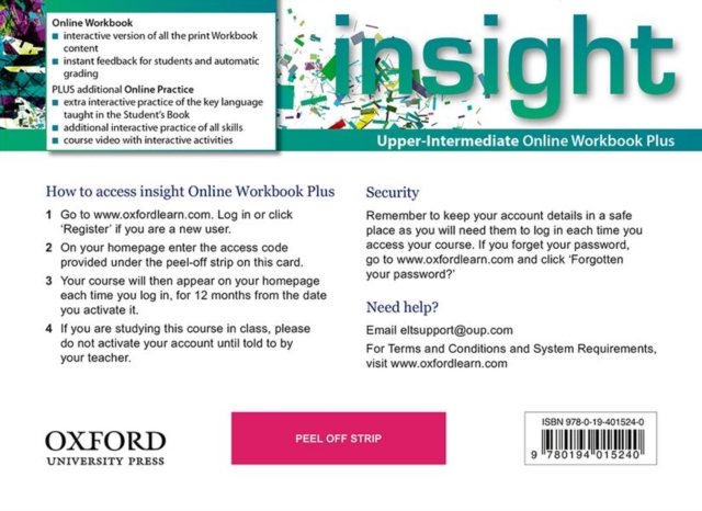 insight: Upper-Intermediate: Online Workbook Plus - Card with Access Code, Multiple-component retail product Book