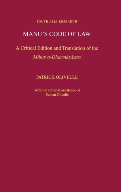 Manu's Code of Law : A Critical Edition and Translation of the Manava-Dharmasastra, Hardback Book
