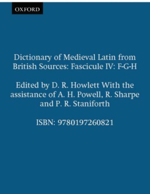 Dictionary of Medieval Latin from British Sources: Fascicule IV: F-G-H, Paperback / softback Book