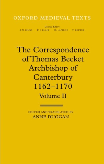 The Correspondence of Thomas Becket, Archbishop of Canterbury 1162-1170, Multiple-component retail product Book