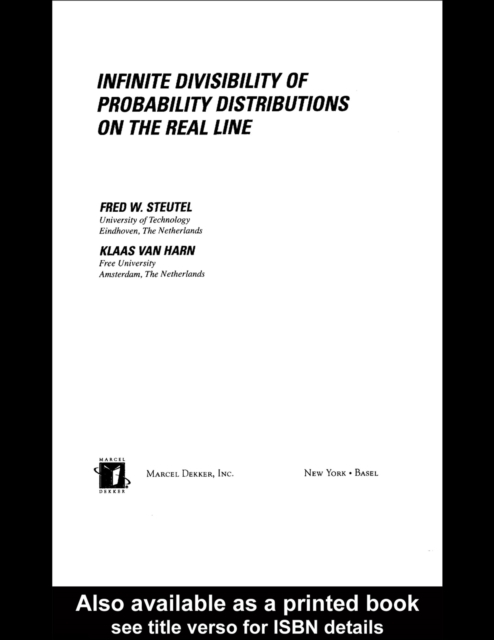 Infinite Divisibility of Probability Distributions on the Real Line, PDF eBook