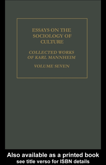 Essays on the Sociology of Culture, PDF eBook