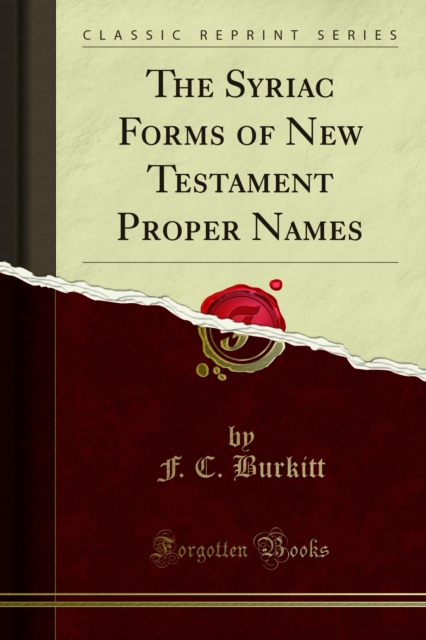The Syriac Forms of New Testament Proper Names, PDF eBook