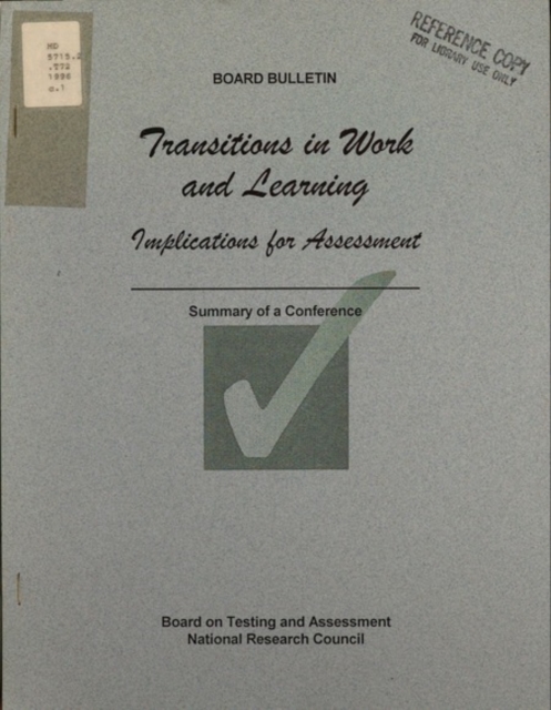 Transitions in Work and Learning : Implications for Assessment, PDF eBook
