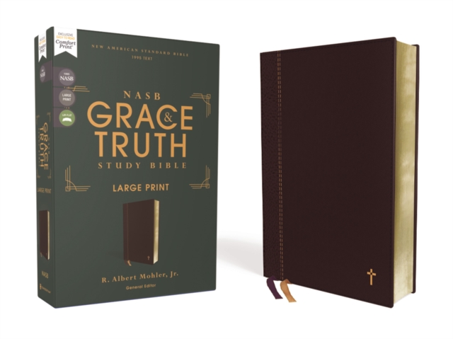 NASB, The Grace and Truth Study Bible (Trustworthy and Practical Insights), Large Print, Leathersoft, Maroon, Red Letter, 1995 Text, Comfort Print, Leather / fine binding Book
