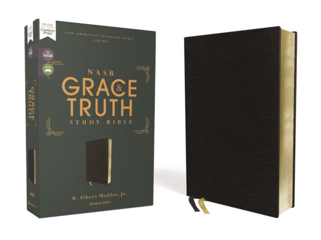 NASB, The Grace and Truth Study Bible (Trustworthy and Practical Insights), European Bonded Leather, Black, Red Letter, 1995 Text, Comfort Print, Leather / fine binding Book