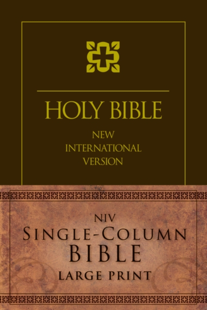 NIV, Single-Column Bible, Large Print, Hardcover, Brown, Hardback Book