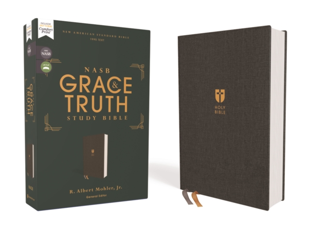 NASB, The Grace and Truth Study Bible (Trustworthy and Practical Insights), Cloth over Board, Gray, Red Letter, 1995 Text, Comfort Print, Hardback Book